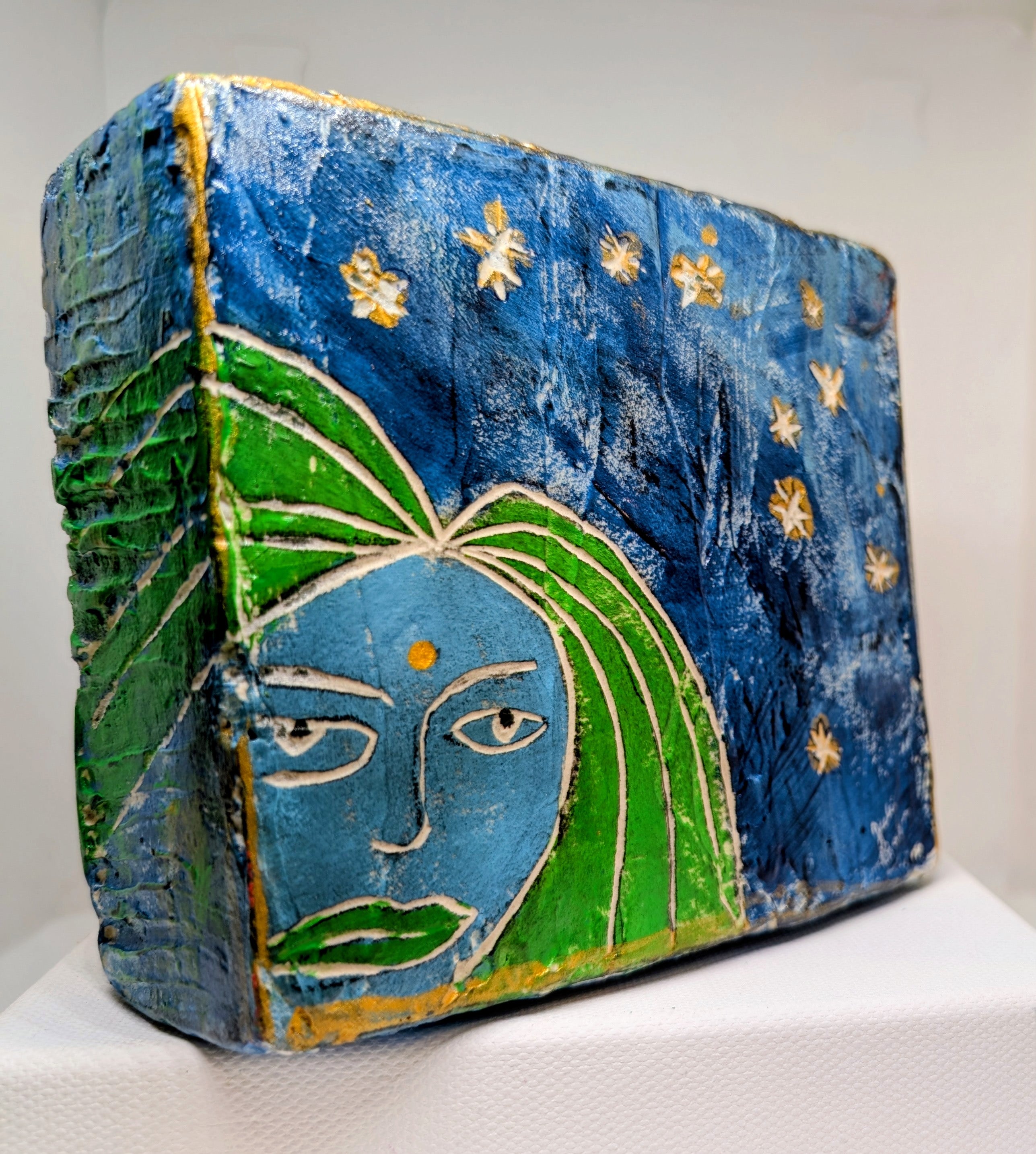 Blue Woman with Green Hair :  Meditation Icon