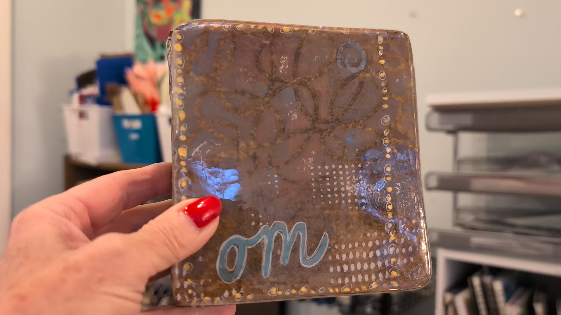 Brown & Gold Om :  Meditation Icon