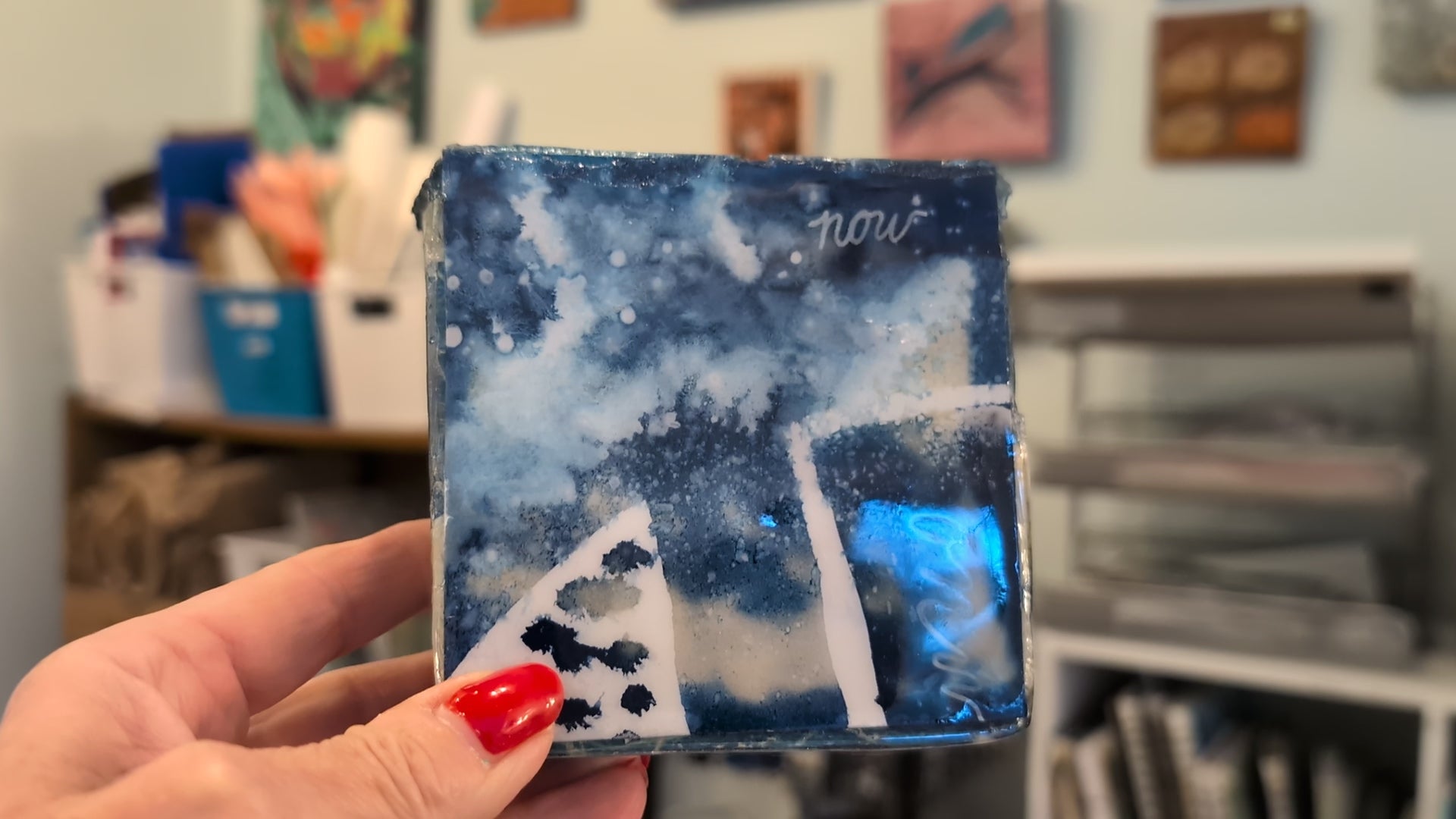 Resined cyanotype Zen block:  Now